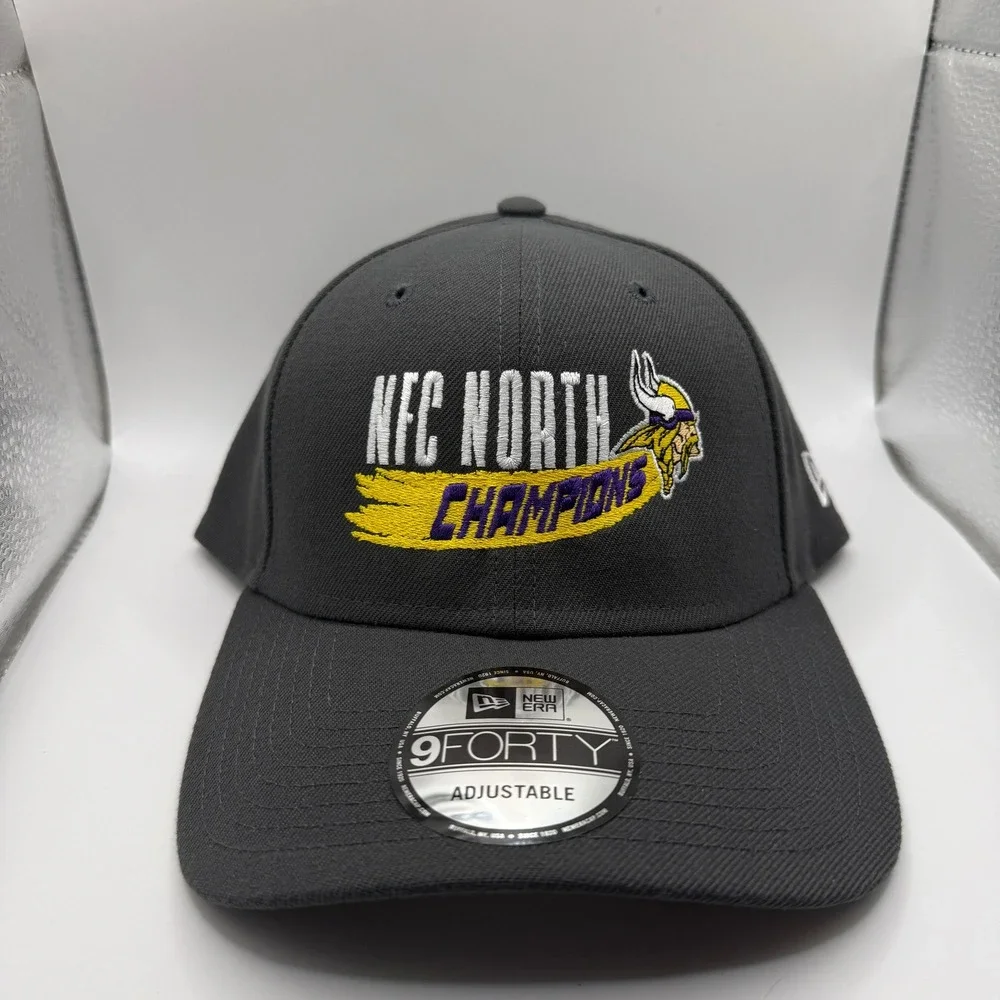 New Era Minnesota Vikings NFC North Champions Hat 9FORTY Adjustable Grey Cap NFL